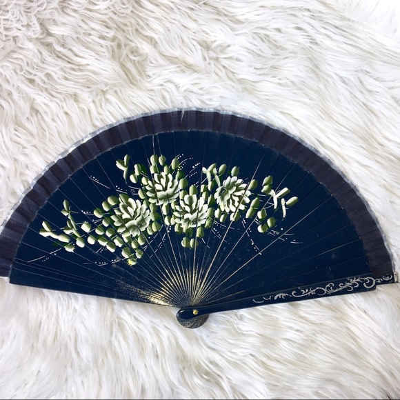 Accessories - Ladies Hand Fan - Handpainted Wood